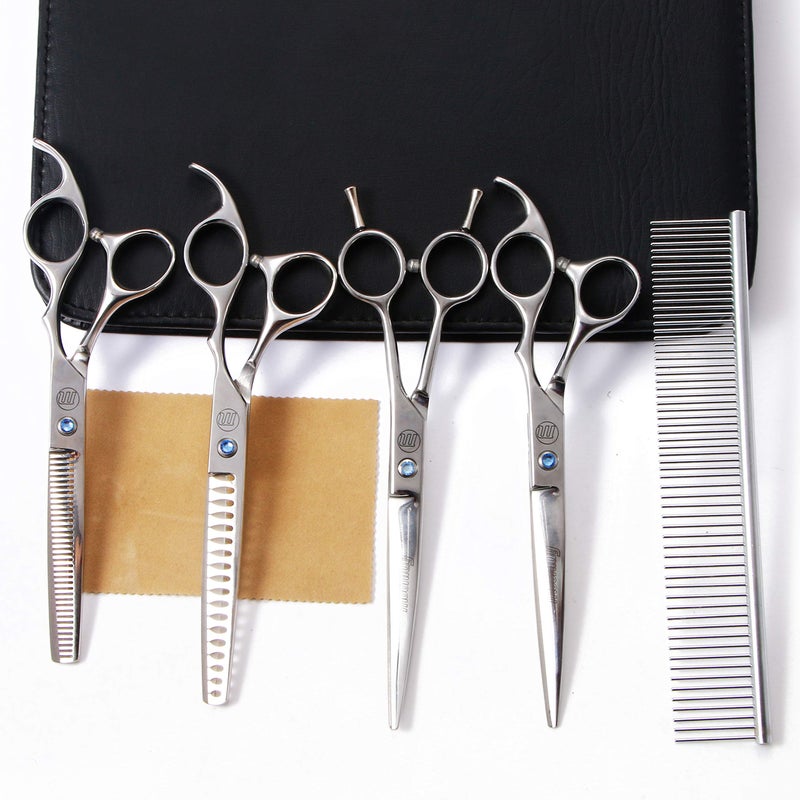 Moontay Professional Dog Scissors Set, 7 Inch/8 Inch Curved Chunkers & Thinning Shears with Grooming Comb - Image 1
